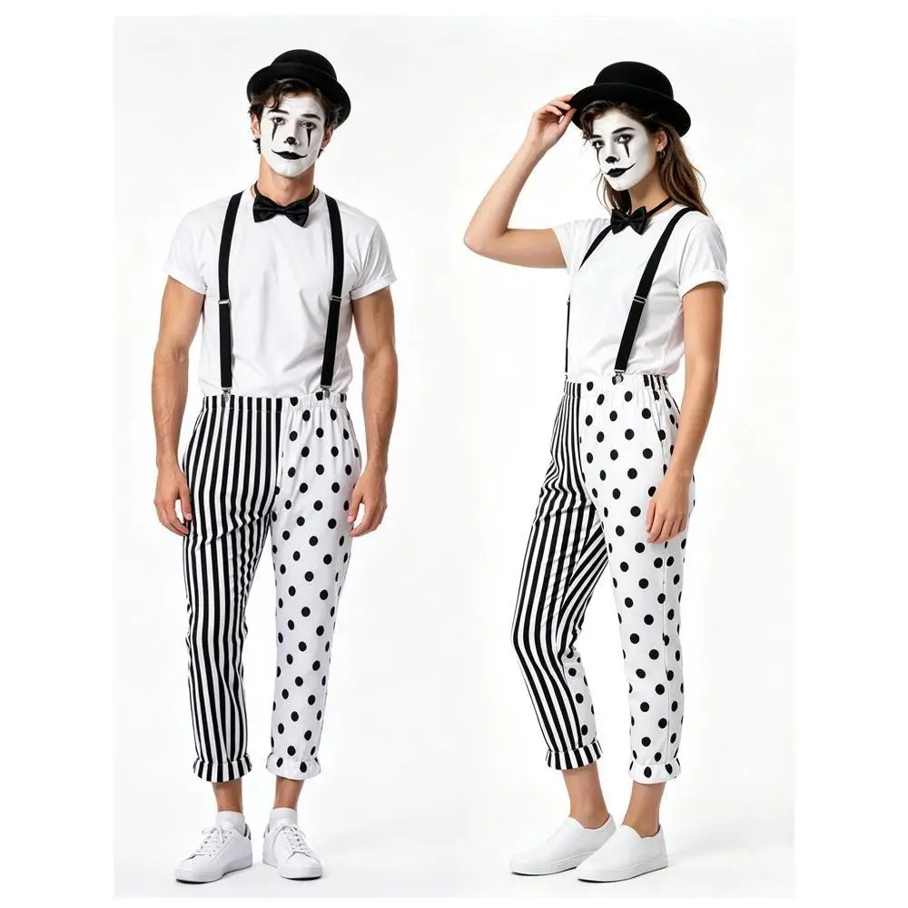 Black And White Mime Clown Cou - đánh giá và giá Anime Cosplay Couple