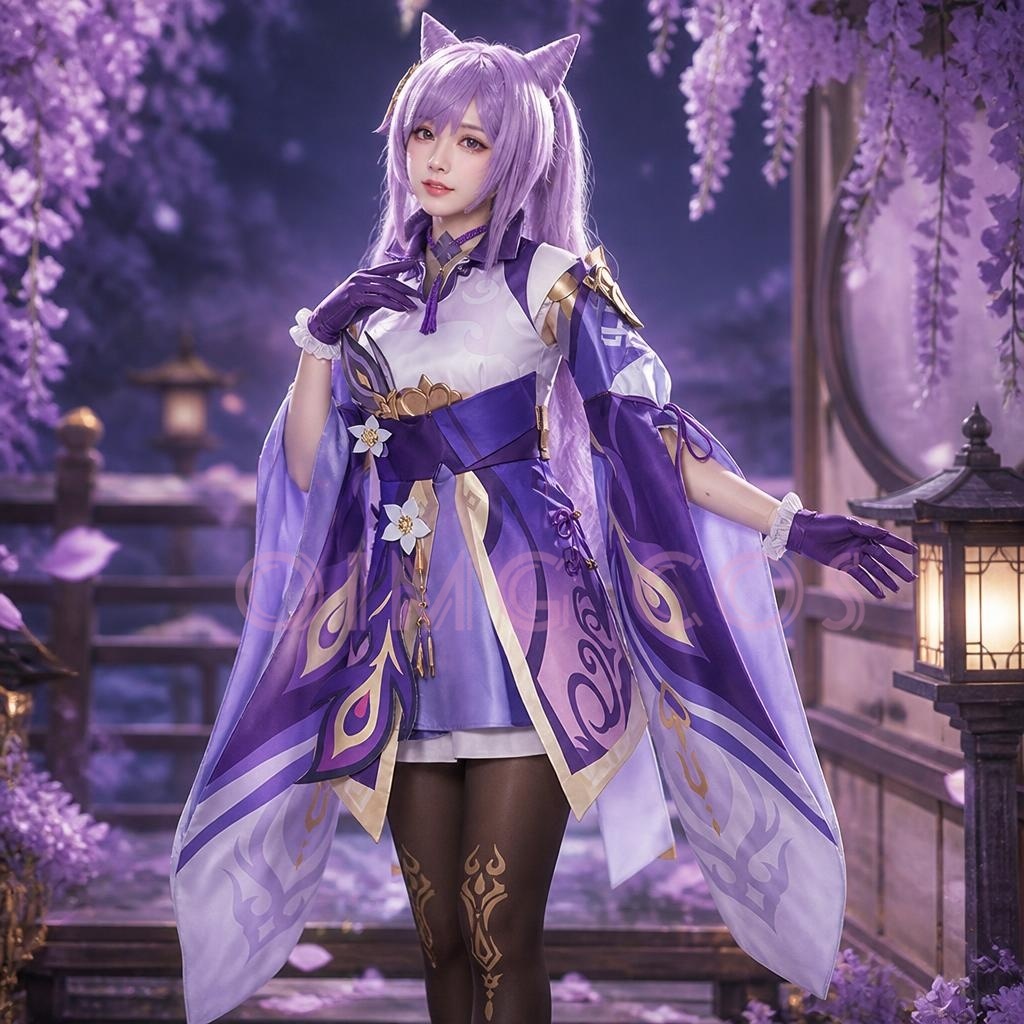 Genshin Impact Keqing Cosplay  - đánh giá và giá Anime Cosplay Jumpsuit