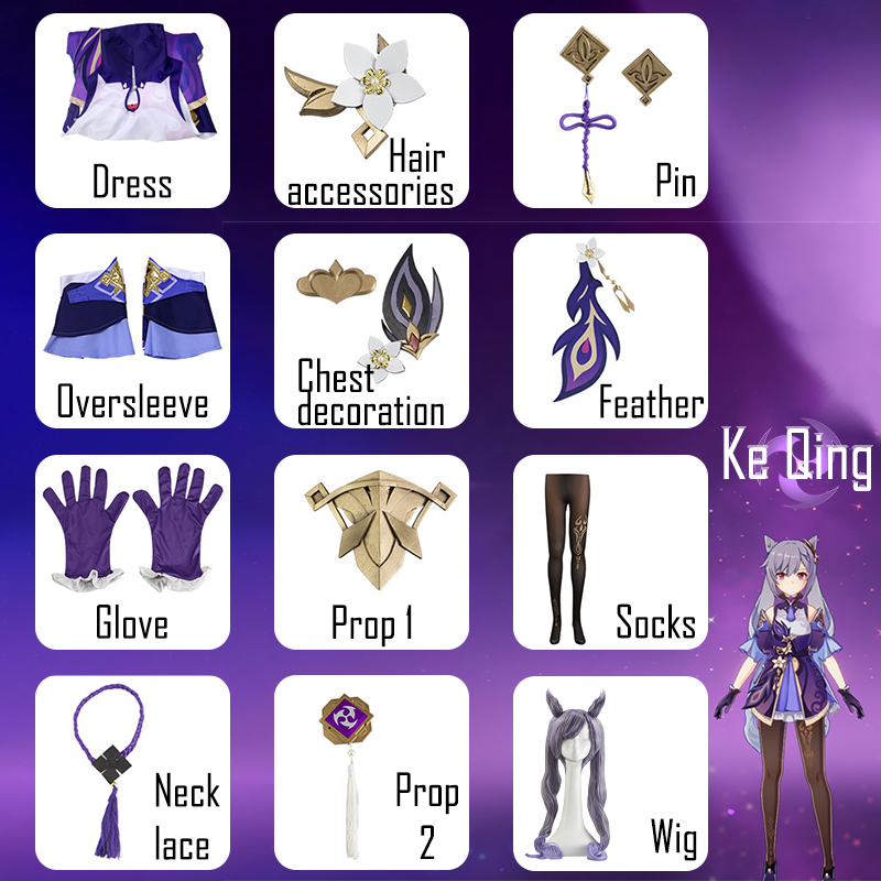 Genshin Impact Keqing Cosplay  - đánh giá và giá Anime Cosplay Jumpsuit